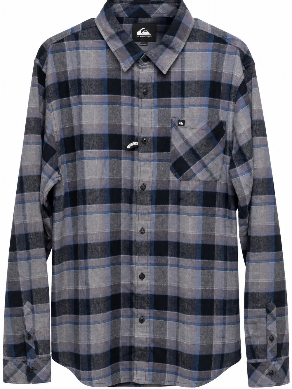 NWT Quiksilver Men’s XL Stretch Plaid Flannel Shirt Gray Blue AQYWT03391